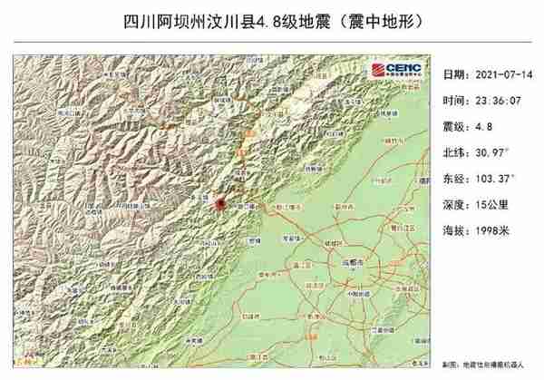 汶川发生4.8级地震，成都提前19秒收到预警